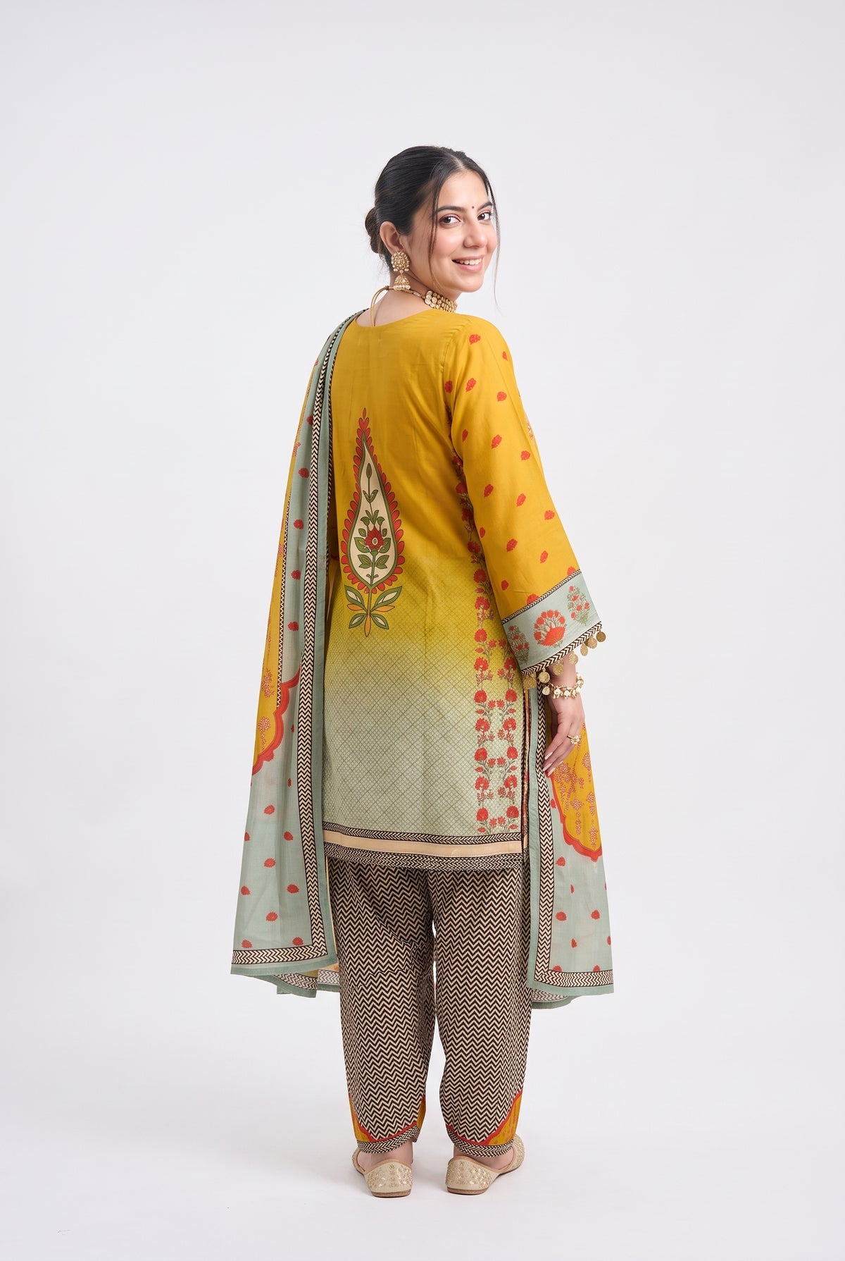 Tbfo Sikka Printed Kurta Pant & Dupatta Set