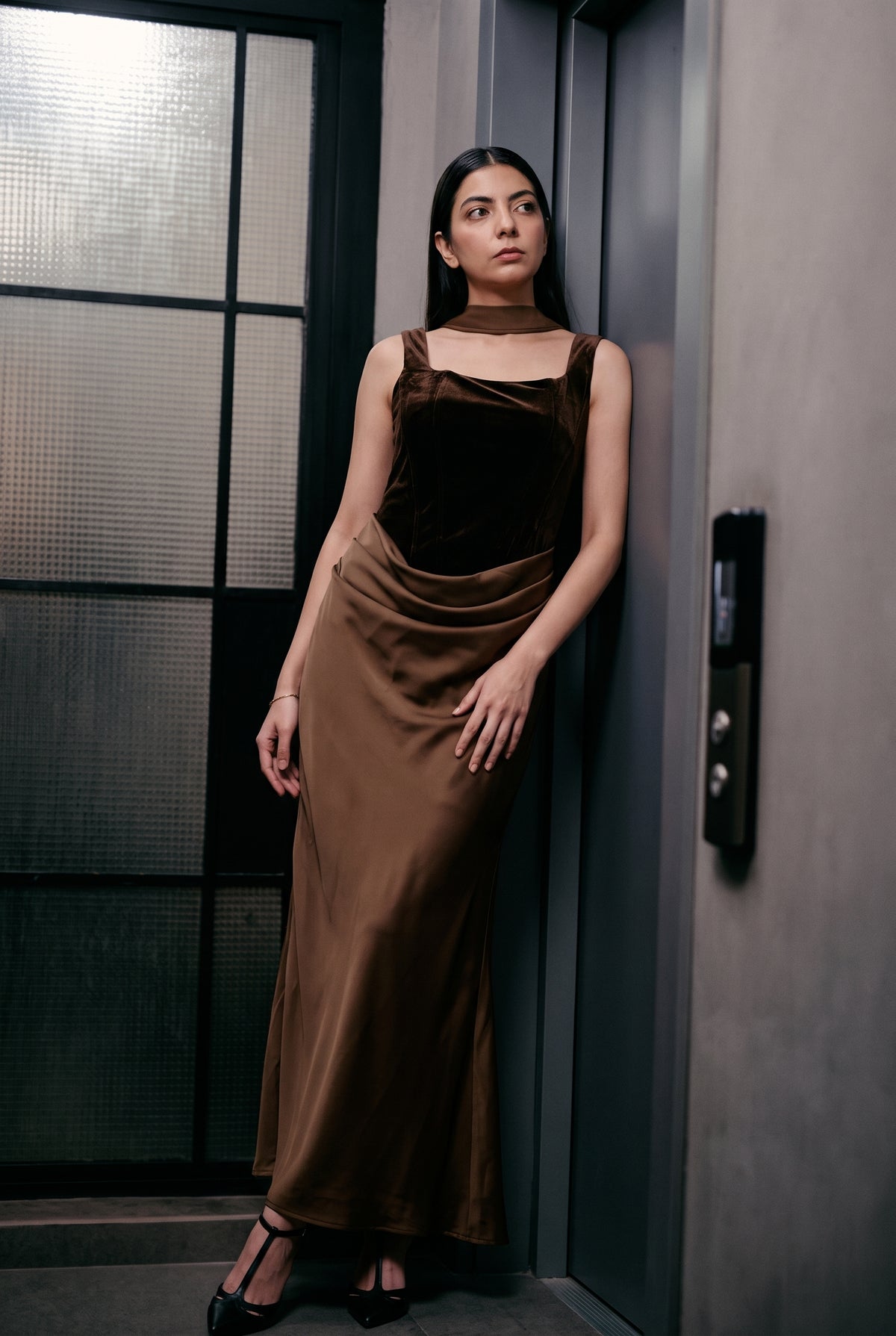 Tbfo Velvet Vampire Elegant bodycon Maxi Dress