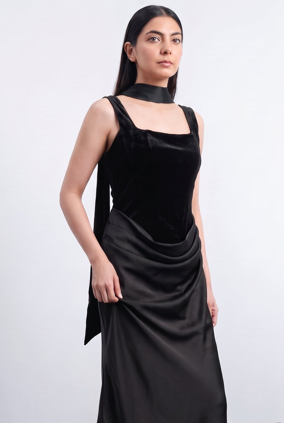 Tbfo Velvet Vampire Elegant bodycon Maxi Dress