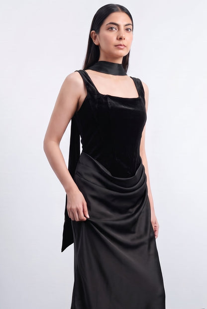 Tbfo Velvet Vampire Elegant bodycon Maxi Dress