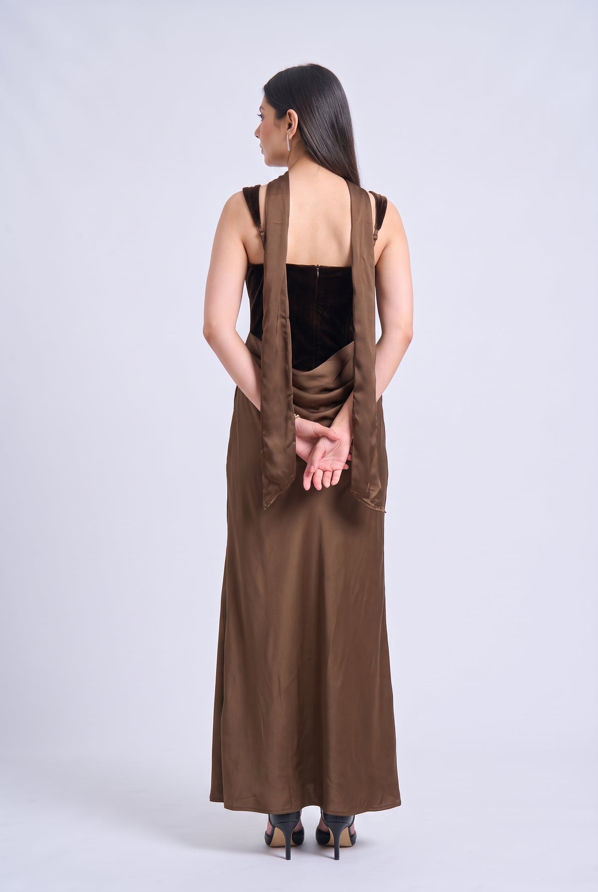 Tbfo Velvet Vampire Elegant bodycon Maxi Dress