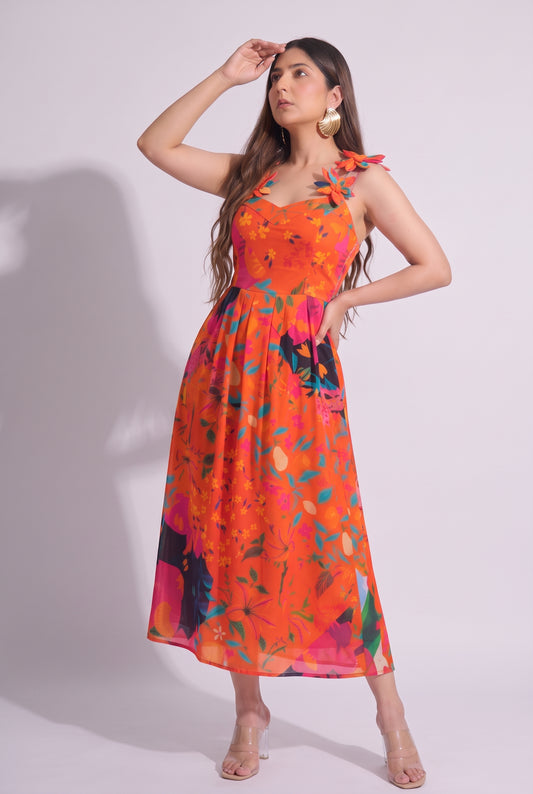 Tbfo palm orange dress