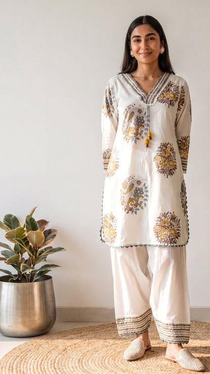 Tbfo Mughal Morning Off-White Kurta Set