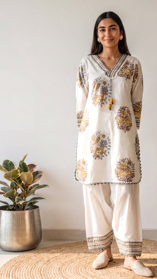 Tbfo Mughal Morning Off-White Kurta Set