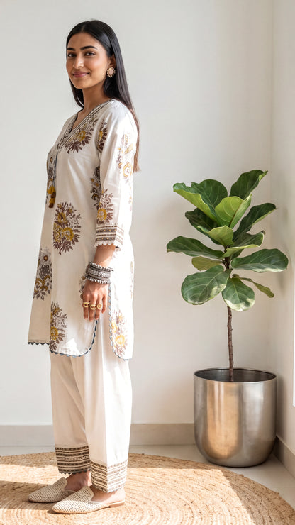 Tbfo Mughal Morning Off-White Kurta Set