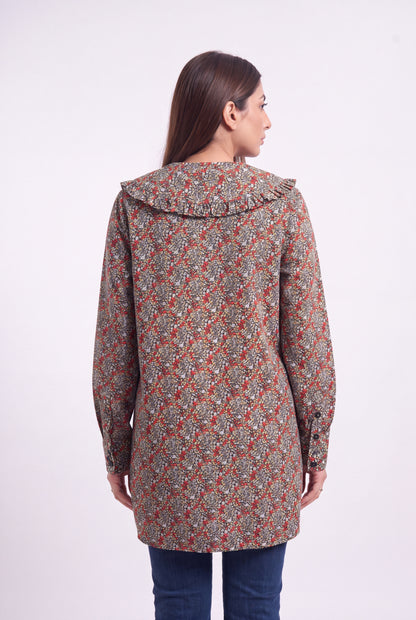 Tbfo PRINTED COLLAR TOP