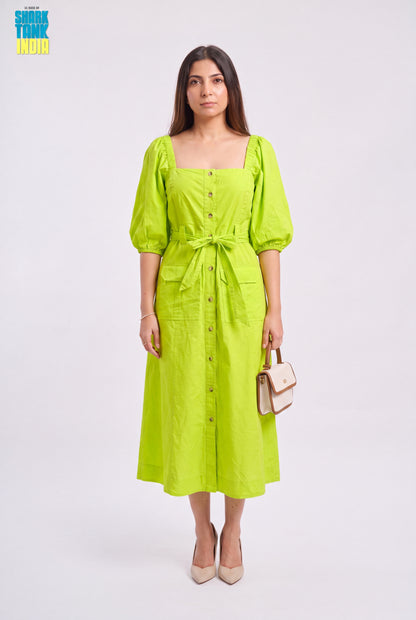 Tbfo RE NEON SOLID BELT BUTTON DRESS