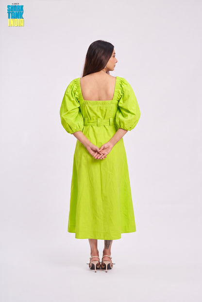 Tbfo RE NEON SOLID BELT BUTTON DRESS