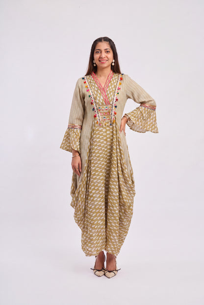 Tbfo Olive Noor Draped Dress