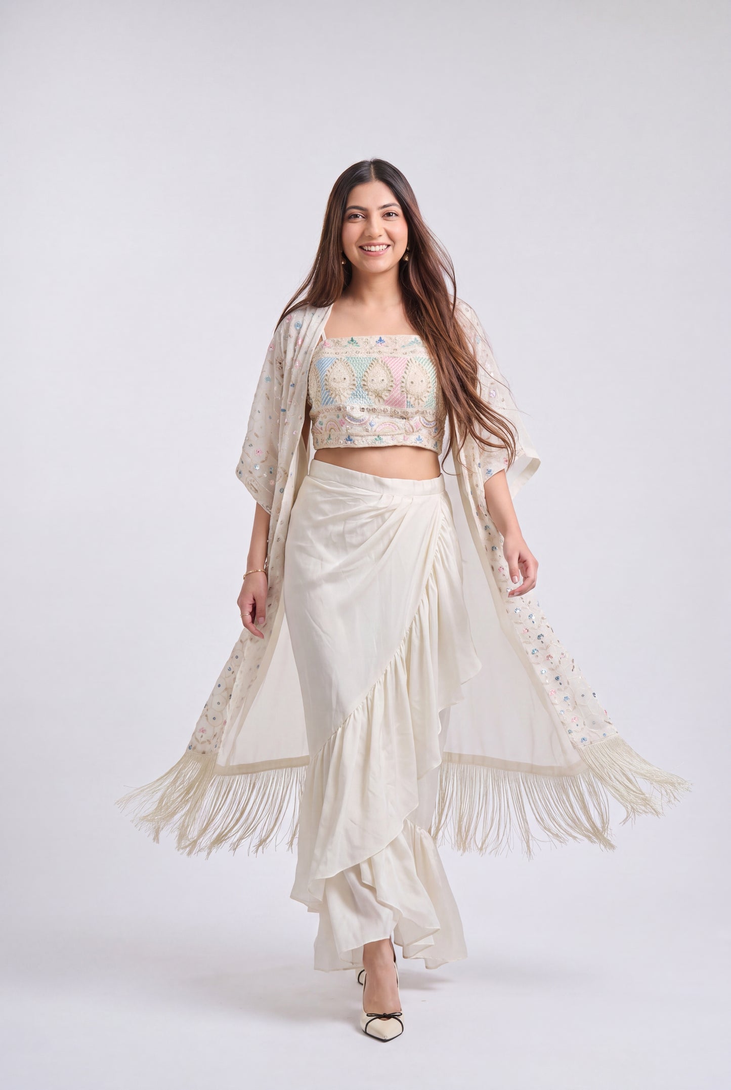 Tbfo Ivory Whisper Cape Set