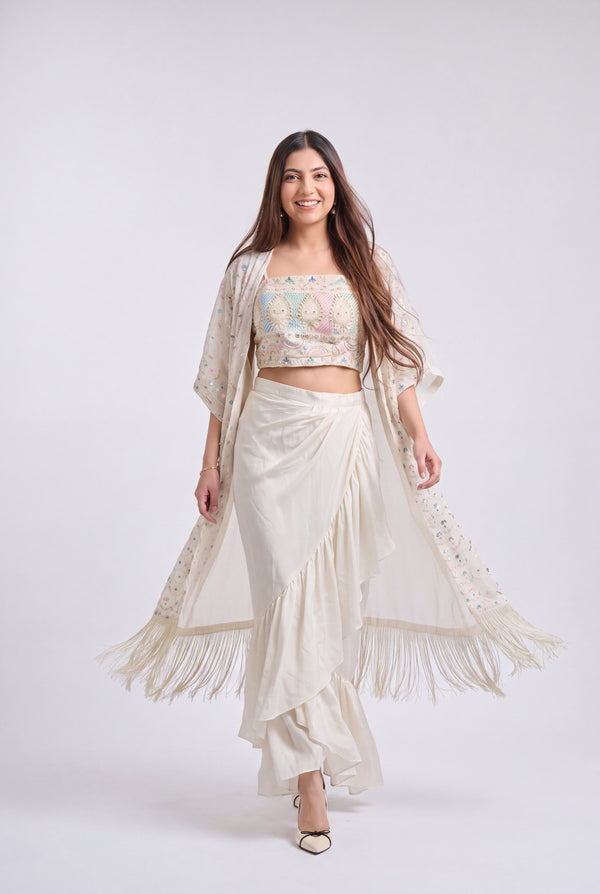 Tbfo Ivory Whisper Cape Set