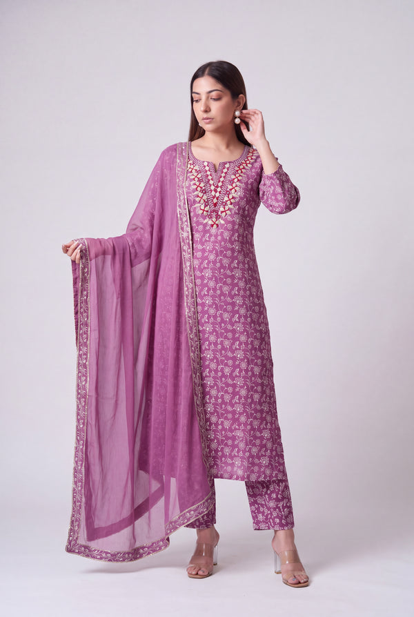 Tbfo Mauve Majesty Kurta Set