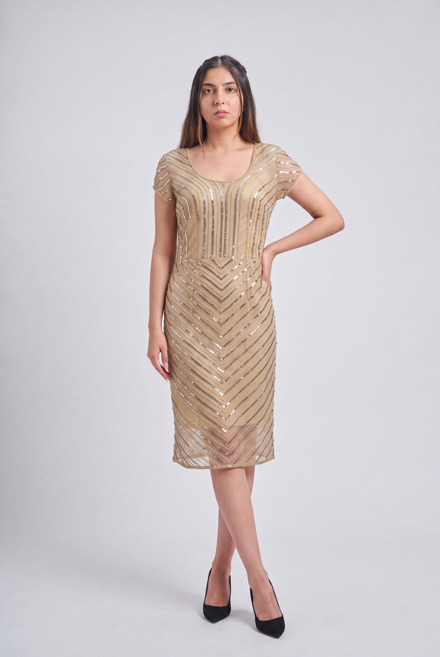 Tbfo Champagne Shimmer Dress