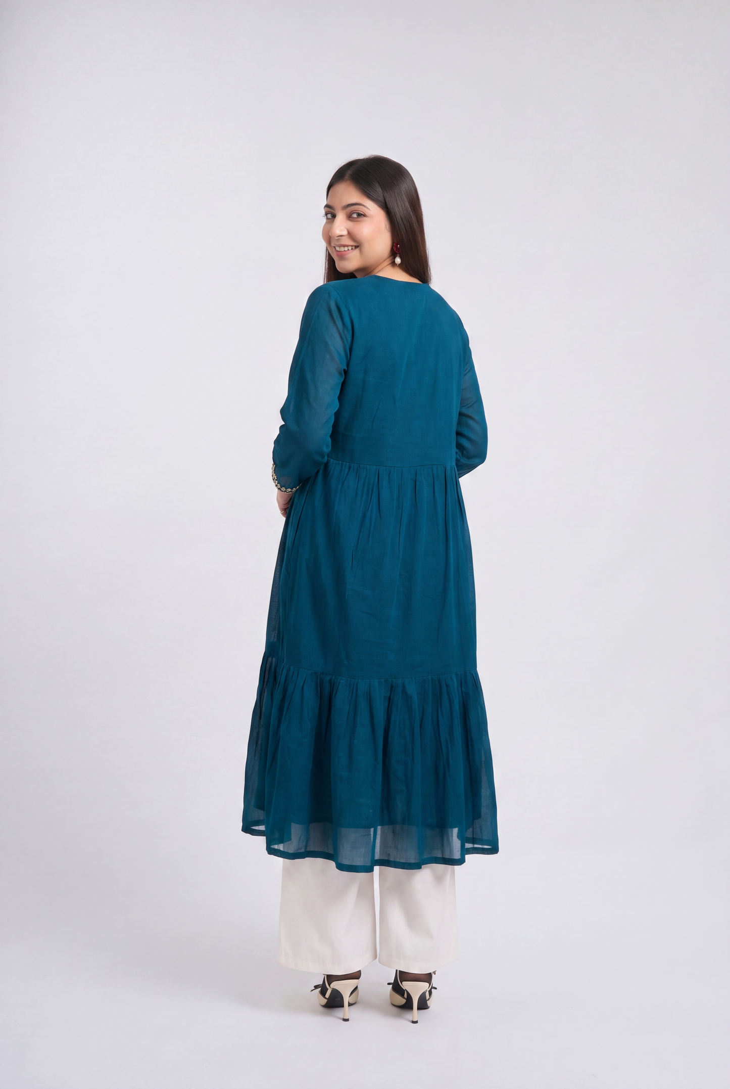 Tbfo Nayra Embroidered Tiered Kurta Set
