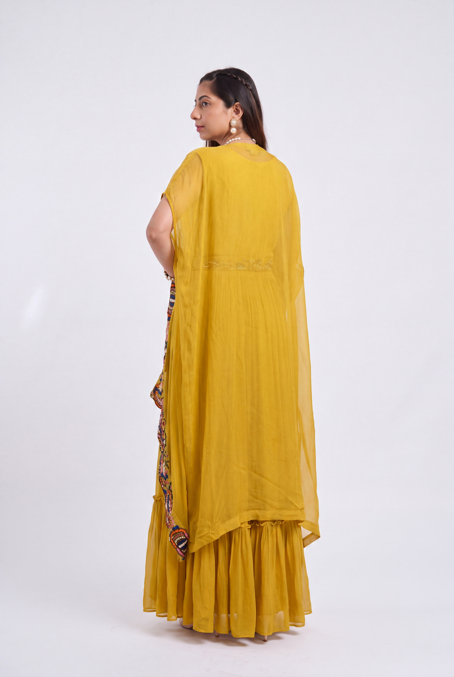 Tbfo Maya Mustard Draped Set