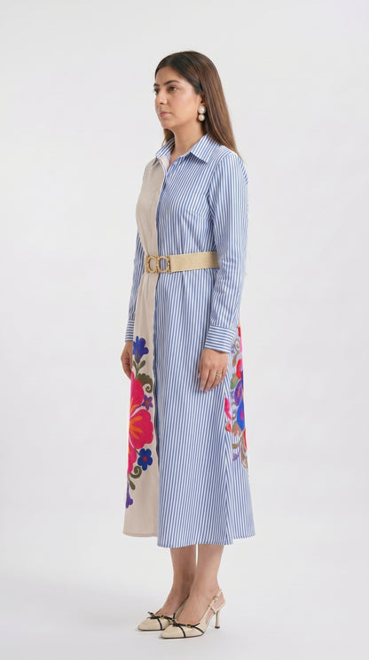 Tbfo Collaberation Blue Multi Dress