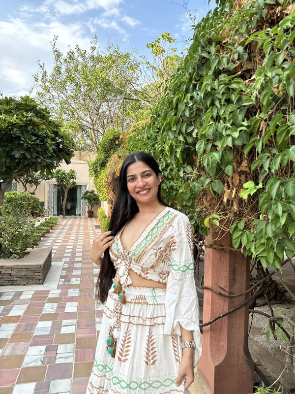 Boho skirt top coord white - TBFO