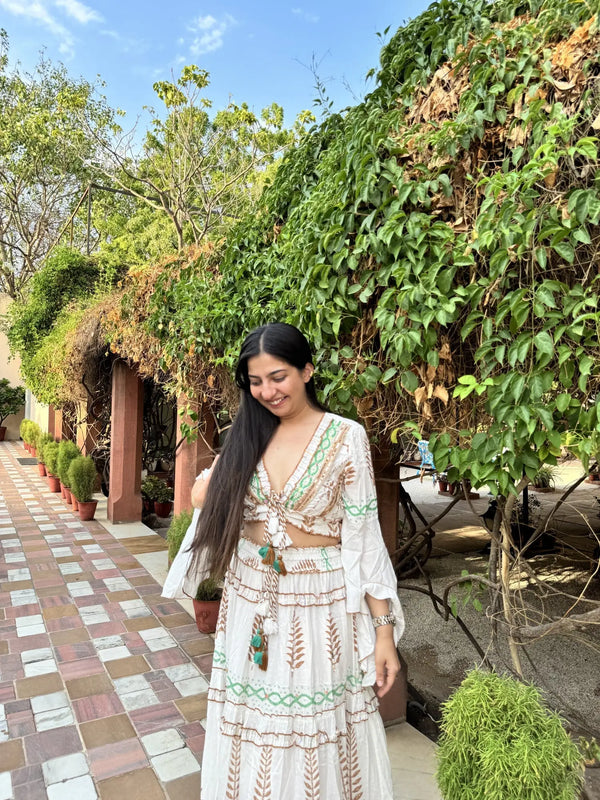 Boho skirt top coord white - TBFO