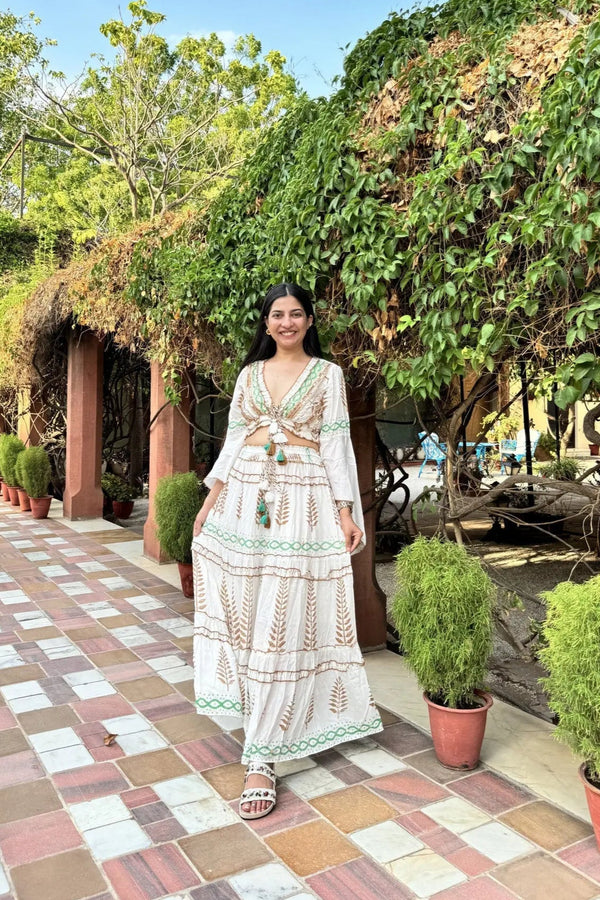 Boho skirt top coord white - TBFO