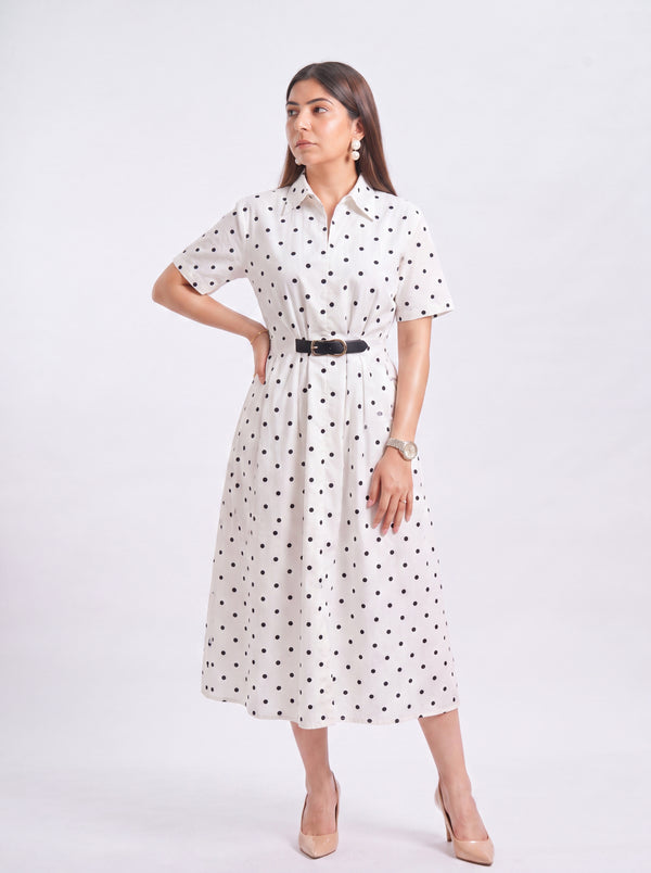 Tbfo Polka Mini Belt Dress