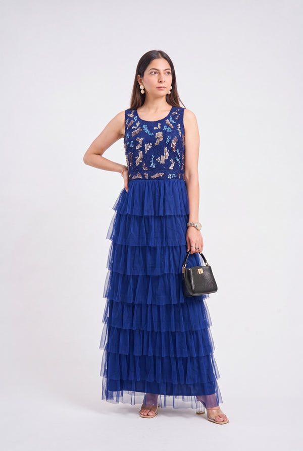 Tbfo Blue Seq frill Dress