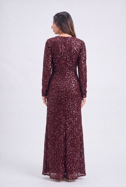 Tbfo Maroon Dazzle Gown