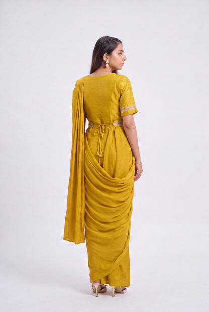 Tbfo Mustard Majesty Saree
