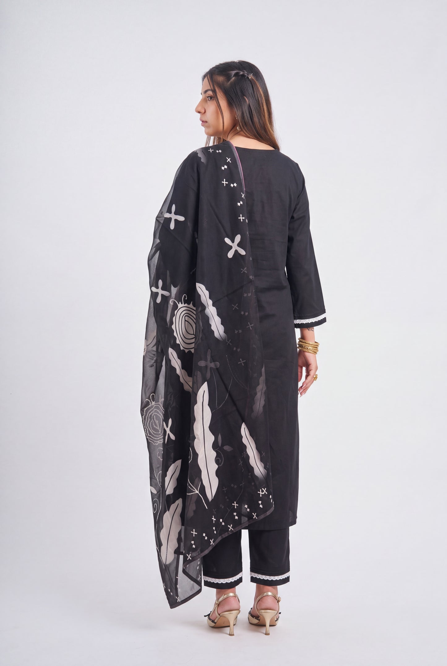 Tbfo Black Canvas Kurta Set