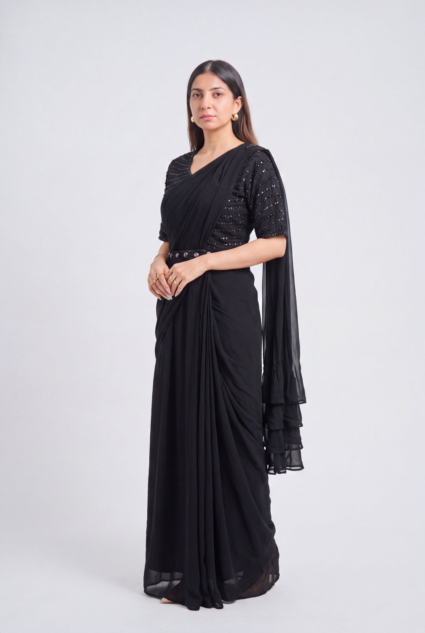 Tbfo Onyx Grace Saree Gown