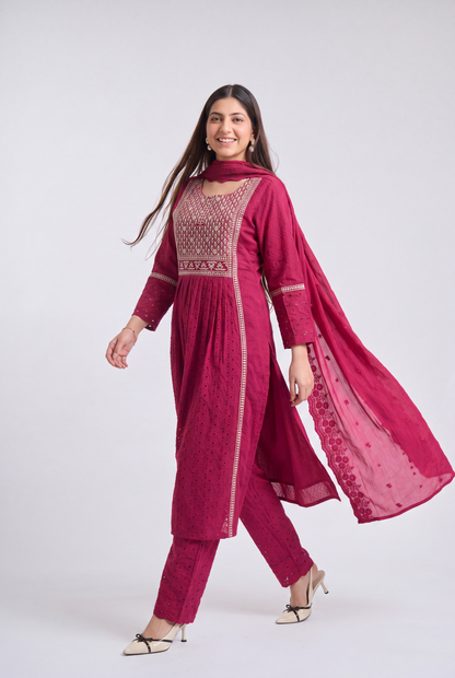 Tbfo Ruhani Magenta Suit Set