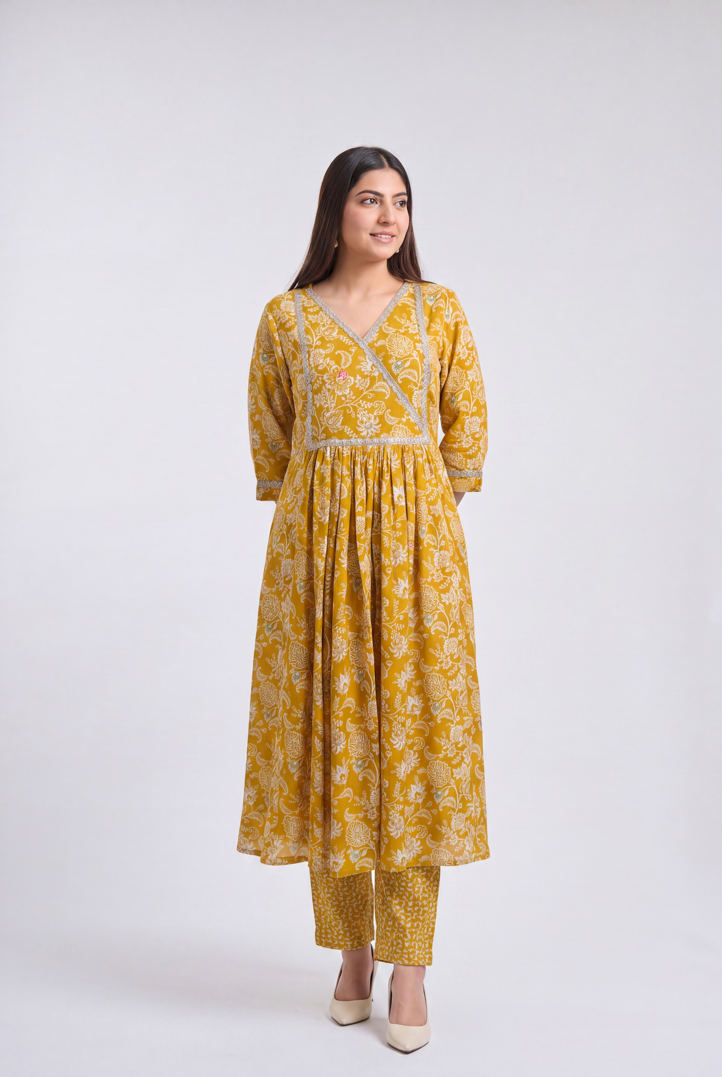 Tbfo Sunehri Gul Anarkali Kurta Set