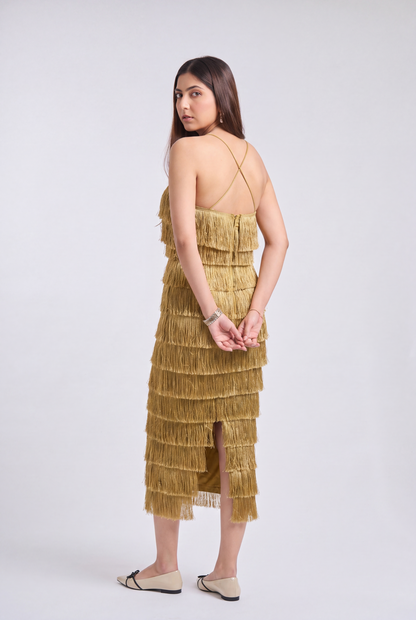 Tbfo Champagne Fringe Dress