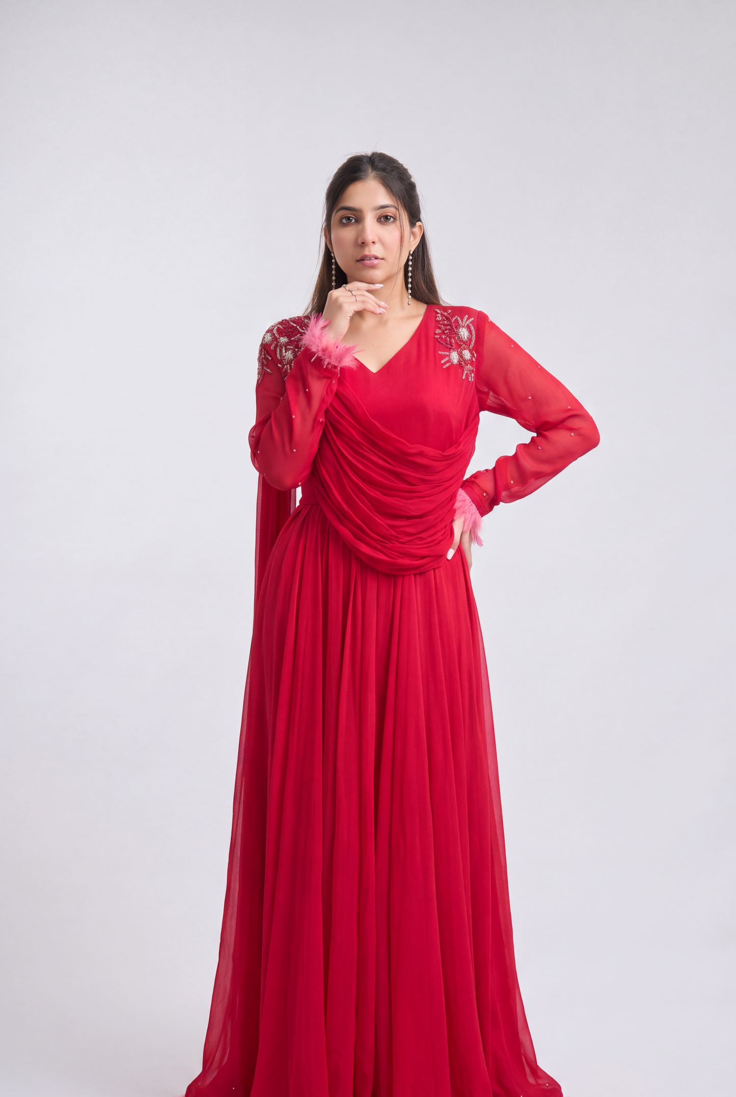 Tbfo Crimson Draped Gown