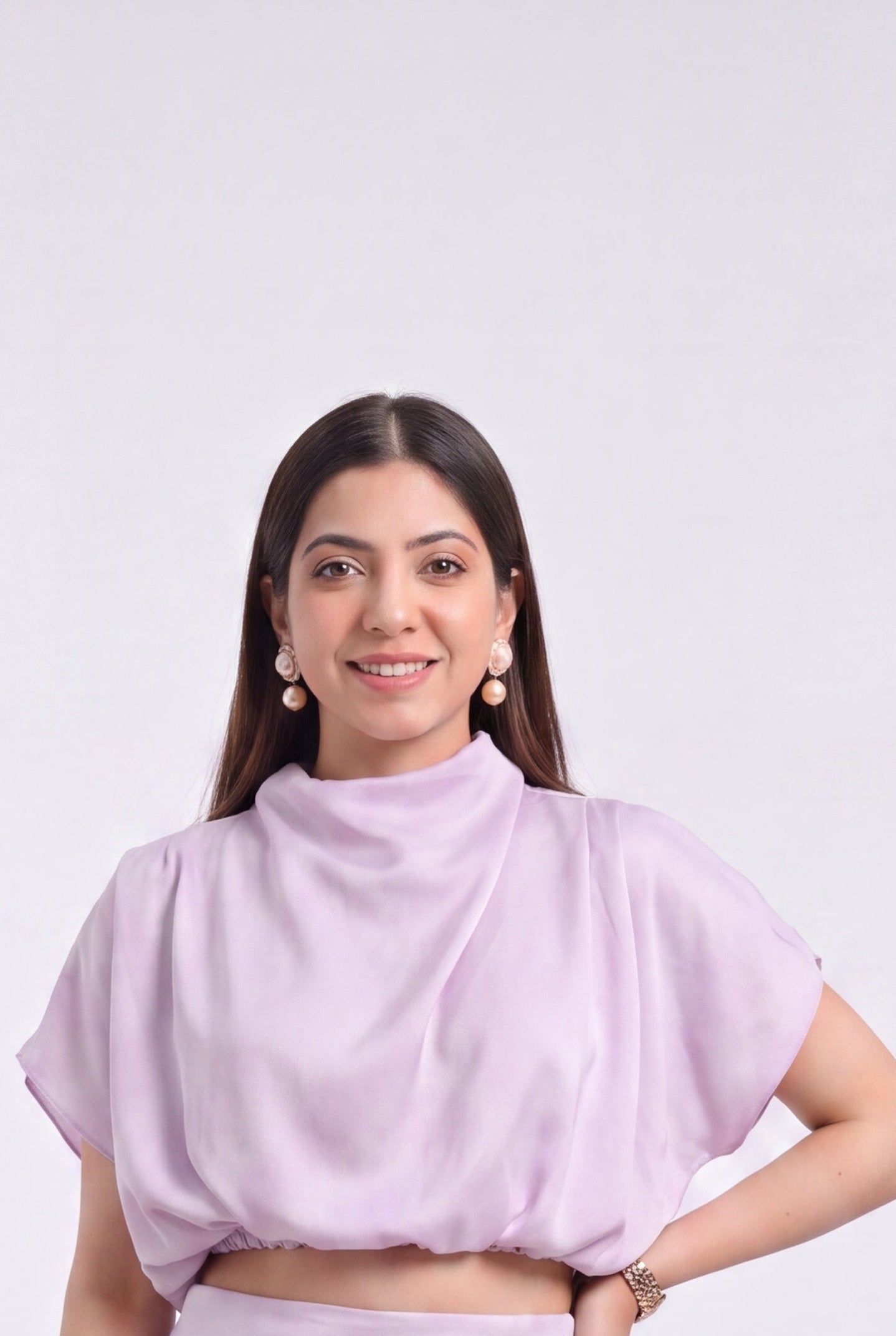 Tbfo Lilac high-neck crop top
