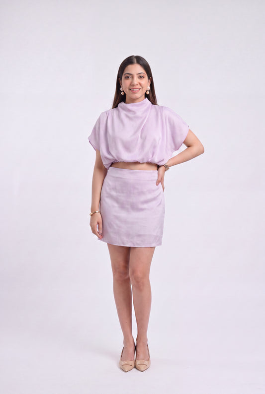 Tbfo Lilac high-neck crop top