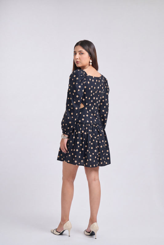 Tbfo Noir Polka Mini Dress