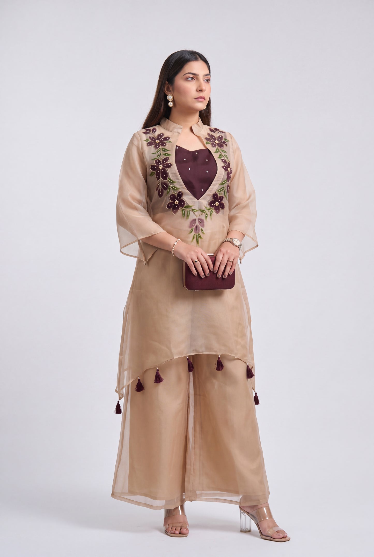 Tbfo Lavender Tassel Begie Coord Set