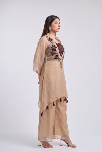 Tbfo Lavender Tassel Begie Coord Set