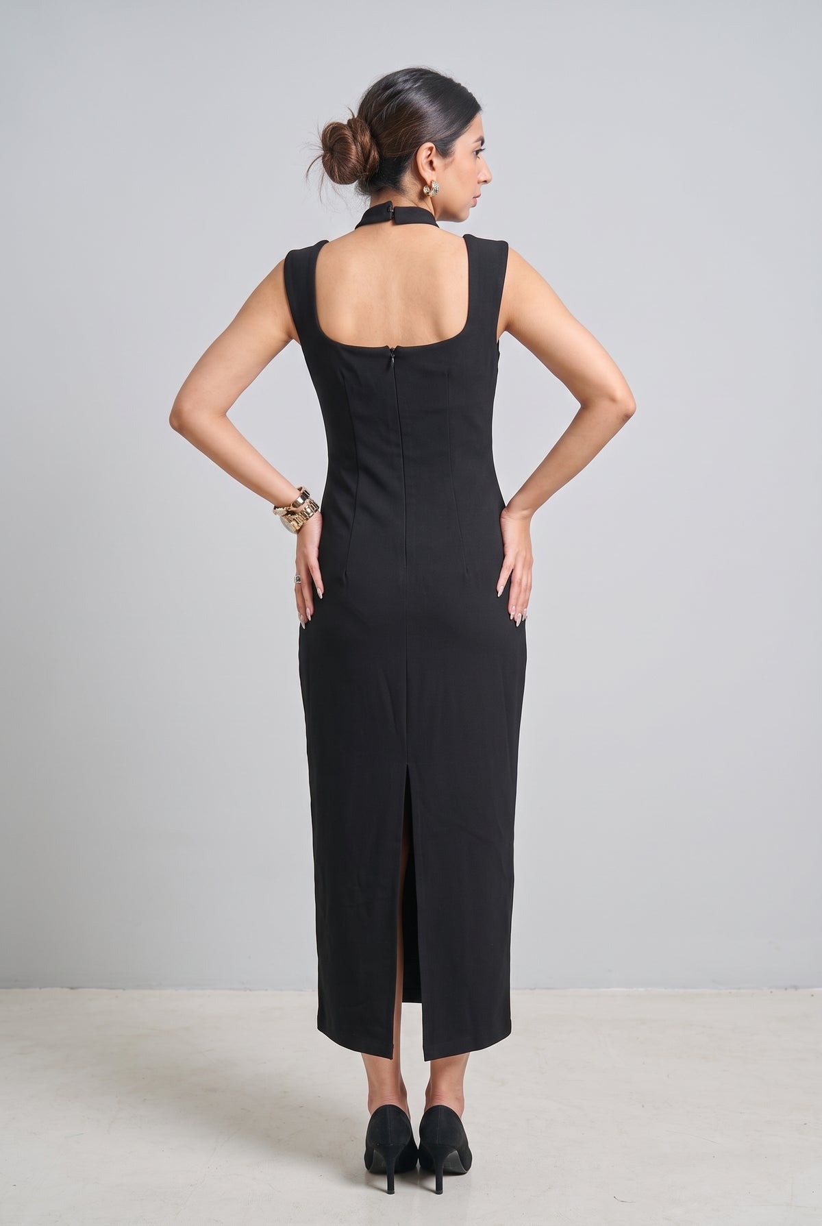Tbfo Green Flag Date – Elegant Black Bodycon Maxi Dress