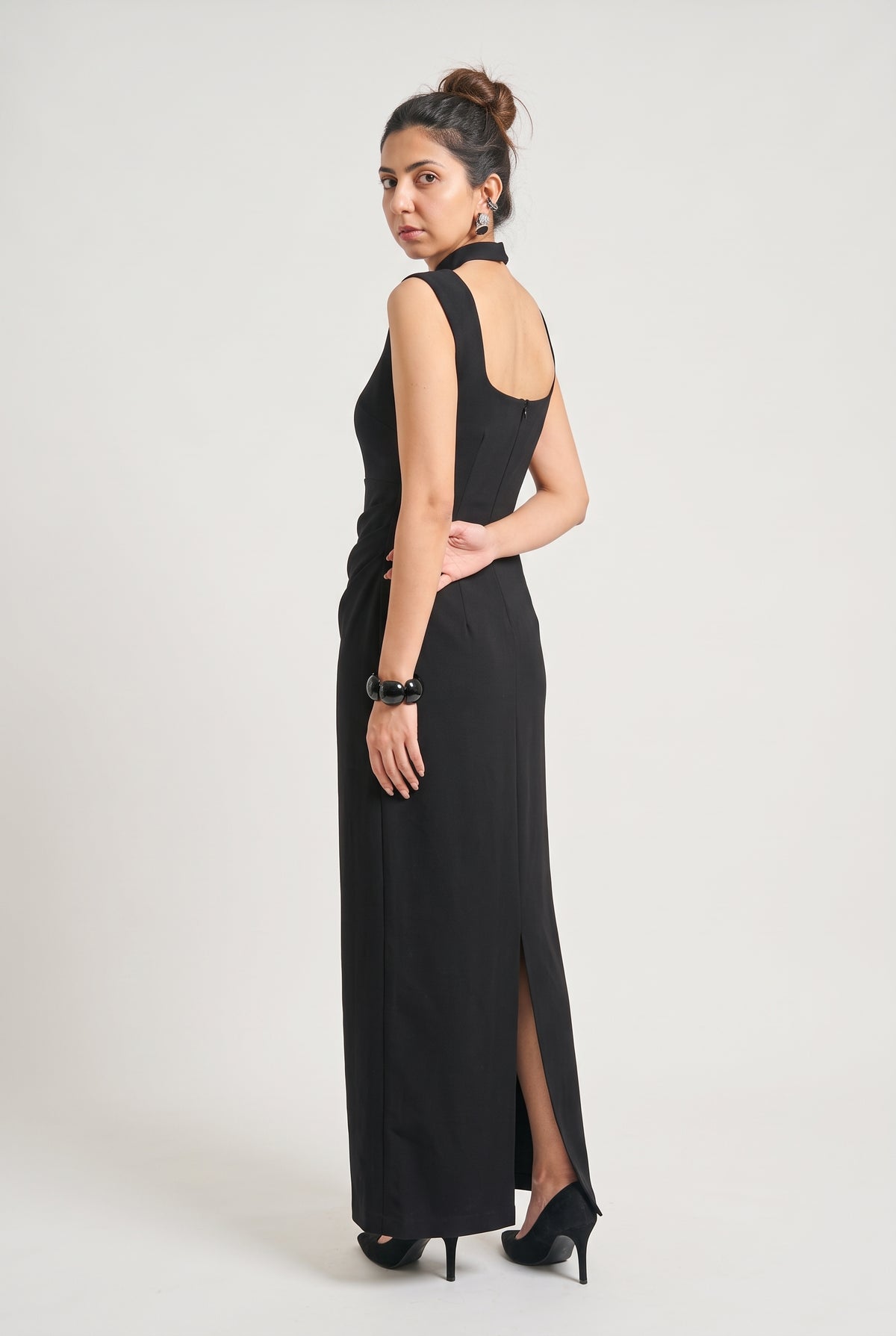 Tbfo Green Flag Date – Elegant Black Bodycon Maxi Dress