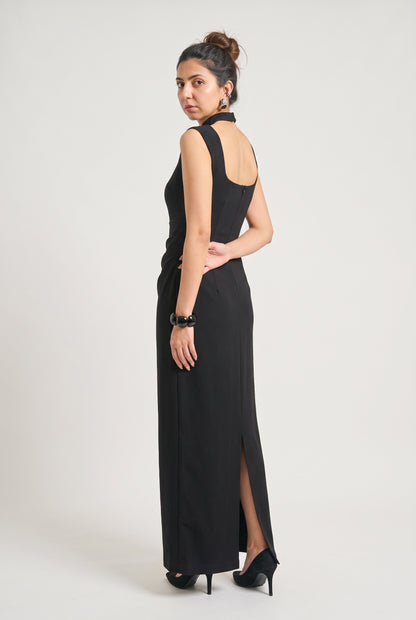 Tbfo Green Flag Date – Elegant Black Bodycon Maxi Dress