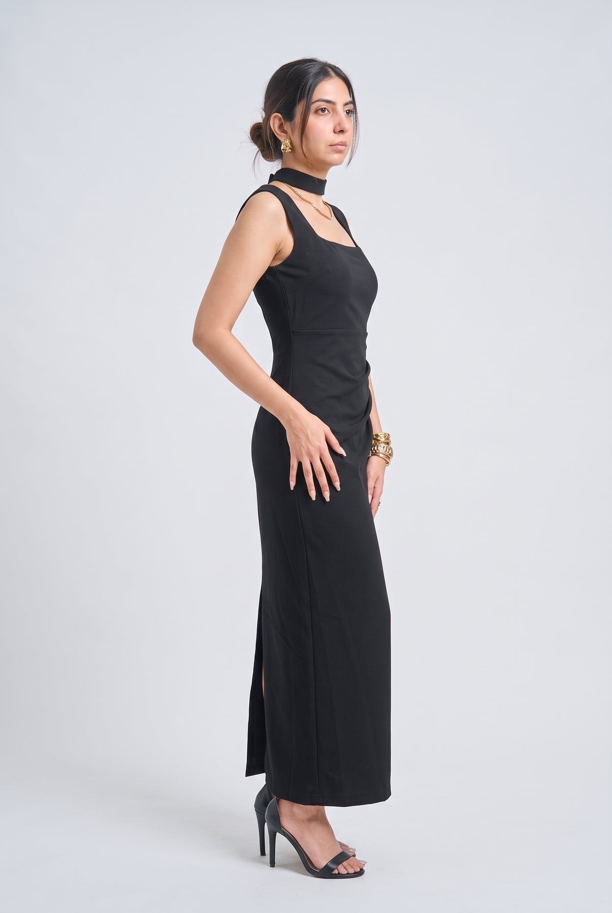 Tbfo Green Flag Date – Elegant Black Bodycon Maxi Dress