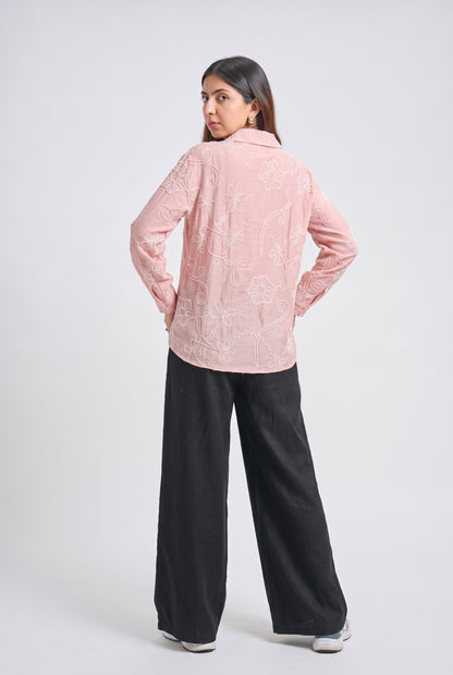 Tbfo Jhalar Neck – Floral Embroidered Shirt Top