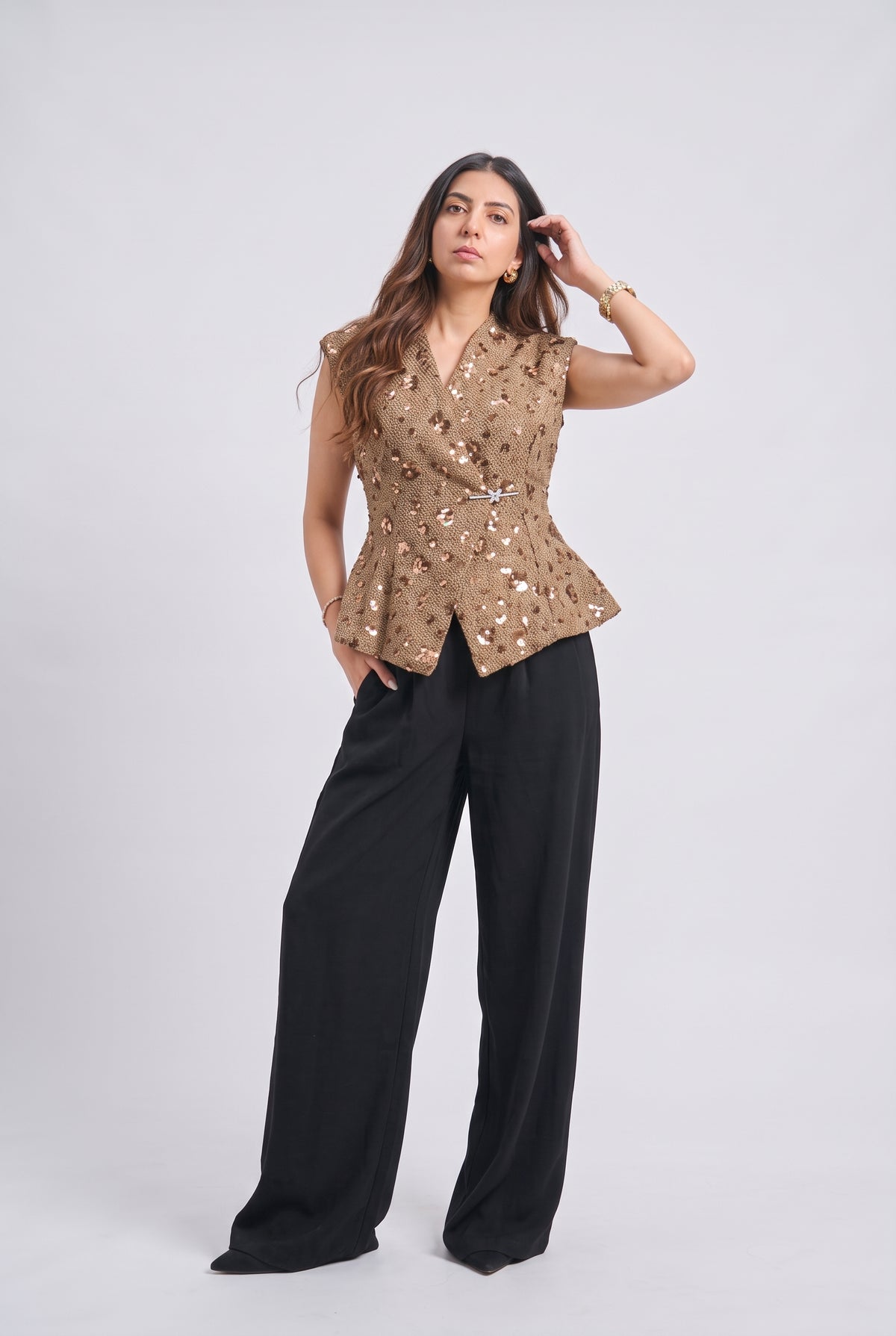 Tbfo Phataka – Sequin Embellished Peplum Top