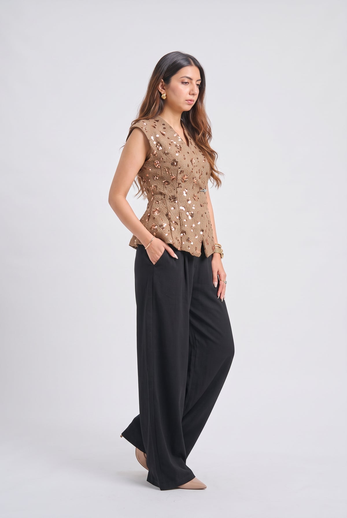 Tbfo Phataka – Sequin Embellished Peplum Top