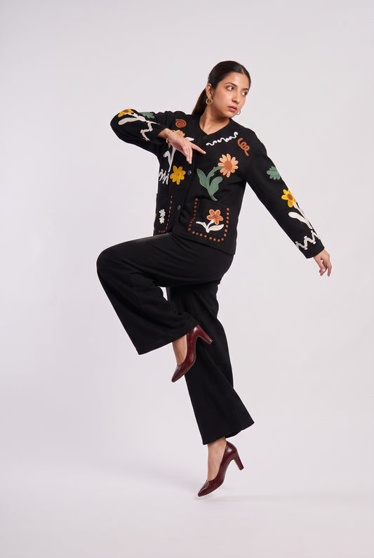Tbfo Nani's Garden Floral Embroidered Statement Jacket