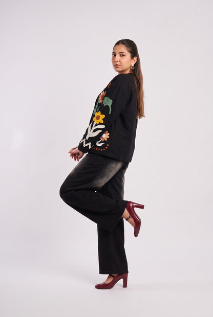 Tbfo Nani's Garden Floral Embroidered Statement Jacket