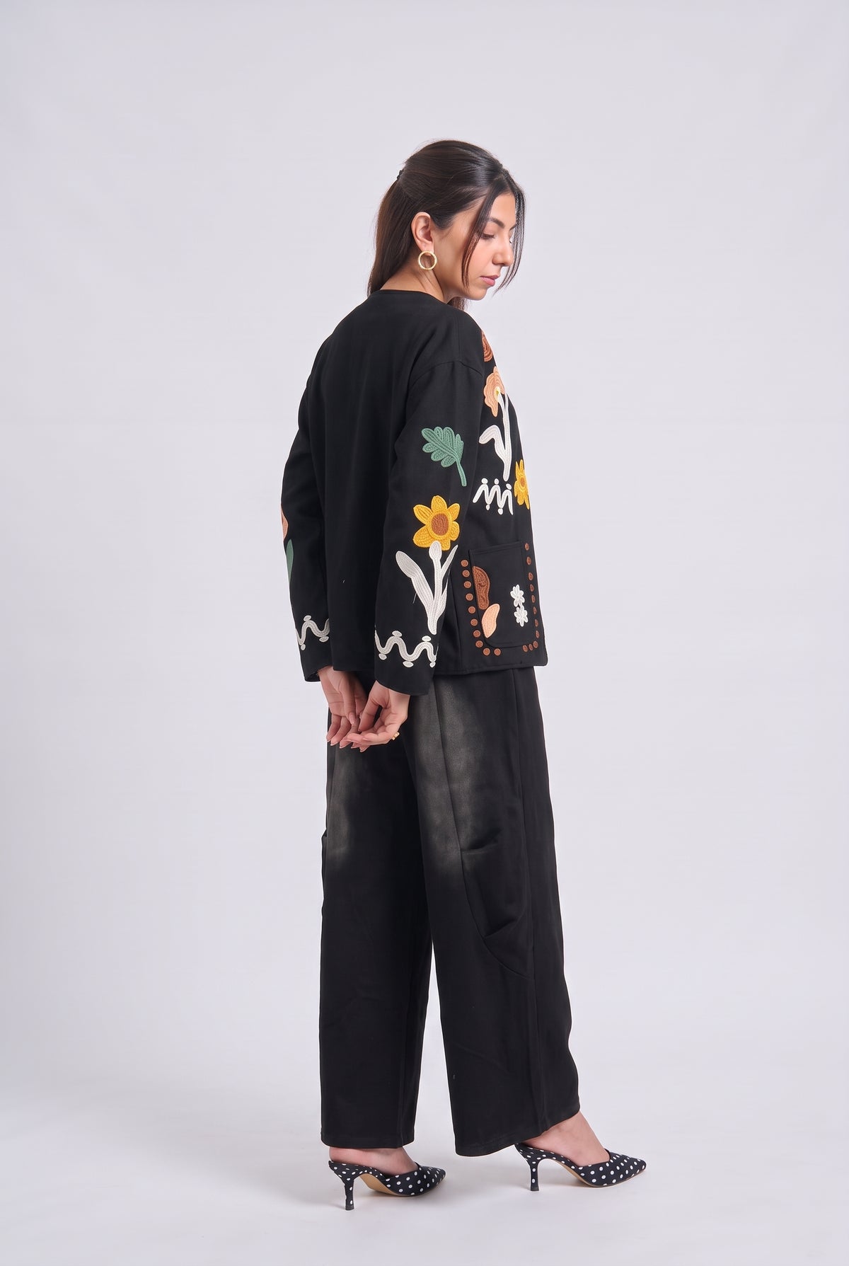 Tbfo Nani's Garden Floral Embroidered Statement Jacket