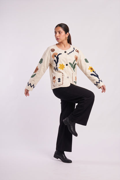 Tbfo Nani's Garden Floral Embroidered Statement Jacket
