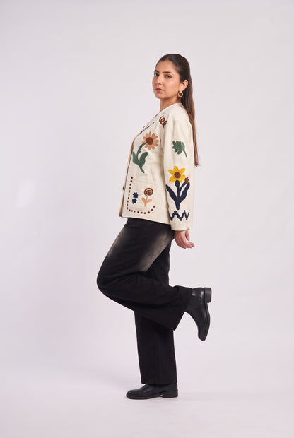 Tbfo Nani's Garden Floral Embroidered Statement Jacket